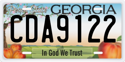 GA license plate CDA9122