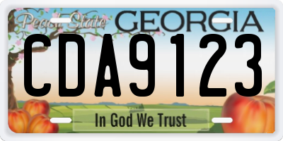 GA license plate CDA9123