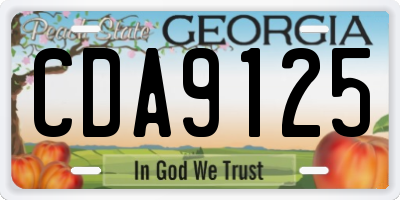 GA license plate CDA9125