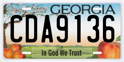 GA license plate CDA9136