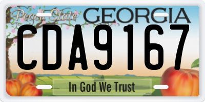 GA license plate CDA9167