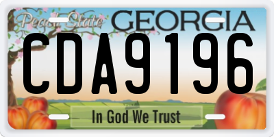 GA license plate CDA9196