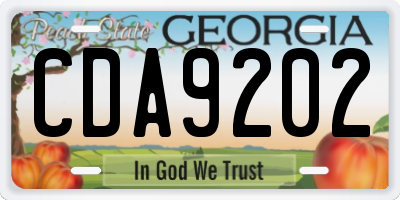 GA license plate CDA9202