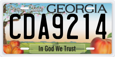 GA license plate CDA9214