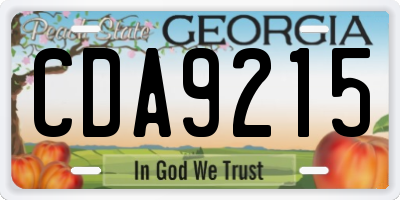 GA license plate CDA9215