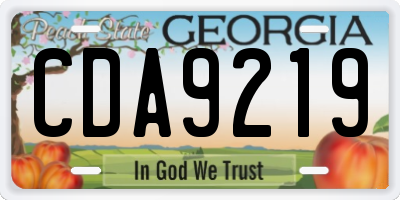 GA license plate CDA9219