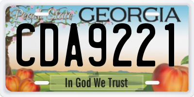 GA license plate CDA9221
