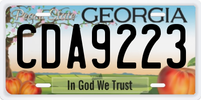 GA license plate CDA9223