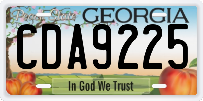 GA license plate CDA9225