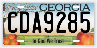 GA license plate CDA9285