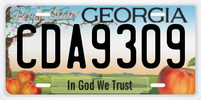 GA license plate CDA9309