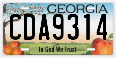 GA license plate CDA9314