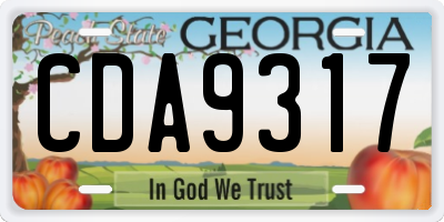 GA license plate CDA9317