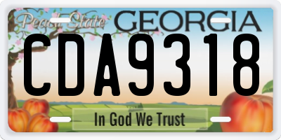 GA license plate CDA9318