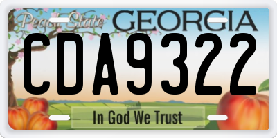 GA license plate CDA9322