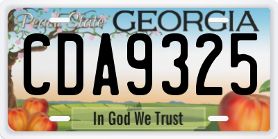 GA license plate CDA9325