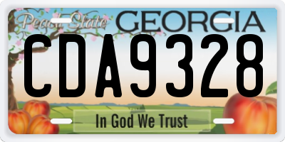 GA license plate CDA9328