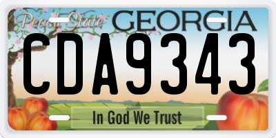 GA license plate CDA9343