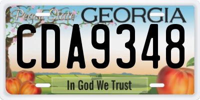 GA license plate CDA9348