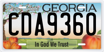 GA license plate CDA9360