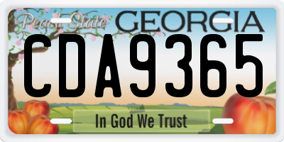 GA license plate CDA9365