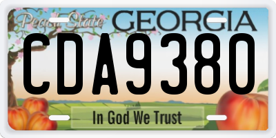 GA license plate CDA9380
