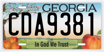GA license plate CDA9381