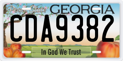 GA license plate CDA9382
