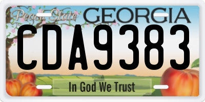 GA license plate CDA9383