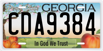 GA license plate CDA9384