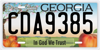 GA license plate CDA9385