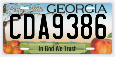 GA license plate CDA9386