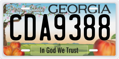 GA license plate CDA9388