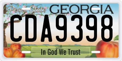 GA license plate CDA9398