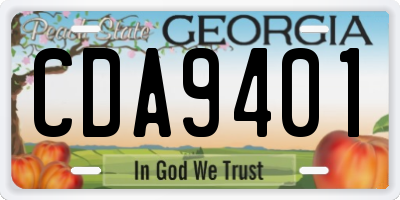 GA license plate CDA9401