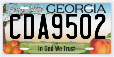 GA license plate CDA9502