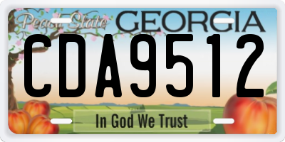 GA license plate CDA9512