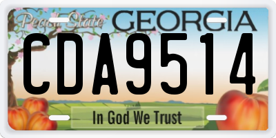 GA license plate CDA9514