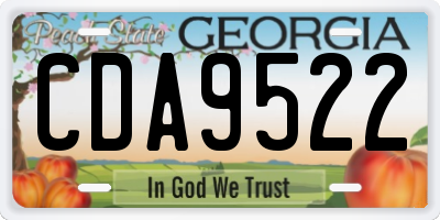GA license plate CDA9522