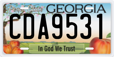 GA license plate CDA9531