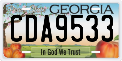 GA license plate CDA9533