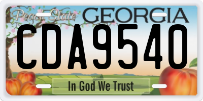 GA license plate CDA9540