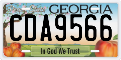 GA license plate CDA9566