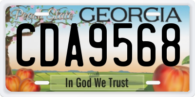 GA license plate CDA9568