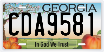 GA license plate CDA9581