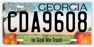 GA license plate CDA9608