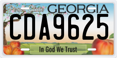GA license plate CDA9625