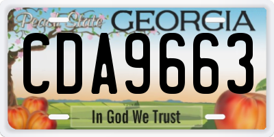 GA license plate CDA9663