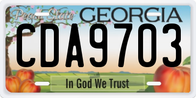 GA license plate CDA9703