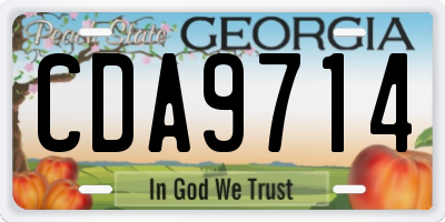 GA license plate CDA9714